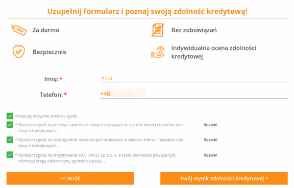 fomularz danych - WP Care contact form