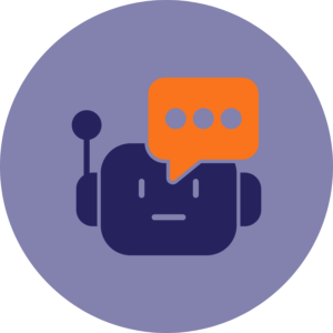 Robot icon with message box. 